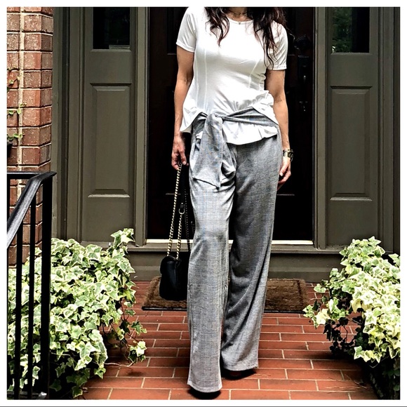 ✨LAST ONE ✨Jacquard belted wide leg palazzo pants - Picture 5 of 8